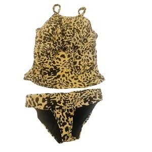 Jantzen Leopard Print Bikini - Black and Tan